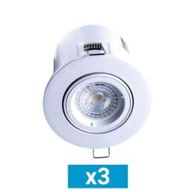 Lot de 3 spots LED BBC encastrables et orientables 90mm GU10 230V 3x5W 380lm 2700K blanc