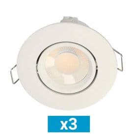 Lot de 3 spots LED BBC encastrables et orientables 90mm GU10 230V 3x5W 600lm CCT blanc