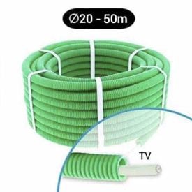 Gaine électrique ICTA préfilée câble TV 17VATC D20 PROFIFLEX - Couronne de 50m