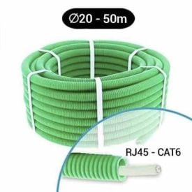 Gaine électrique ICTA préfilée CAT6 250MHz FTP 4P D20 PROFIFLEX - Couronne de 50m