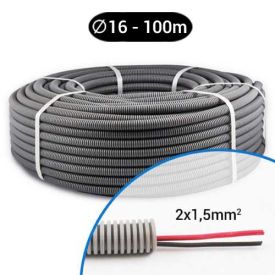 Gaine électrique ICTA préfilée 2x1.5 R/N D16 Qofil - Couronne de 100m