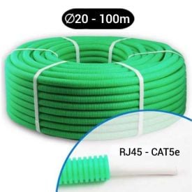 Gaine préfilée câble FTP 4P CAT5 100MHz  D20 - Couronne de 100m