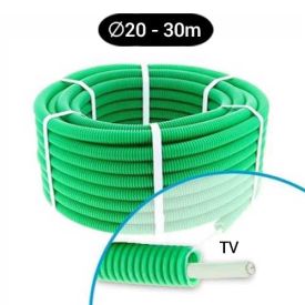 Gaine électrique ICTA préfilée câble TV 17VATC D20 Qofil - Couronne de 30m