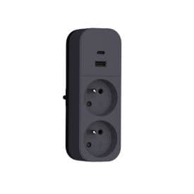 QUARX Multiprise murale Biplite 2 prises 2P+T 16A anthracite avec prise USB A et C - 7242