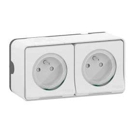 SCHNEIDER Mureva Styl double prise 2P+T horizontal saillie IP55 blanc - MUR36027