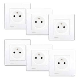 SIEMENS Delta Viva Lot de 6 prises de courant 2P+Terre complets - Blanc