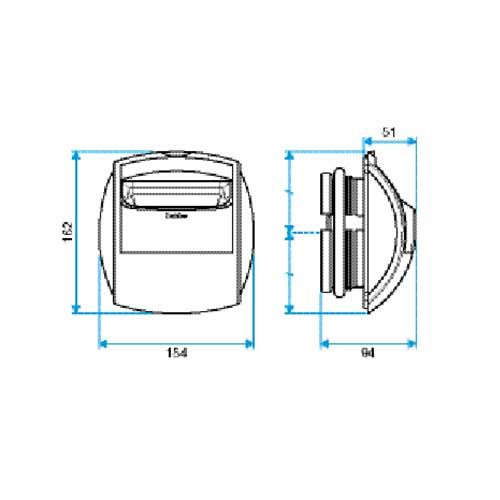 ALDES BAP'SI Bouche d'extraction standard 15m3/h sans fut - schéma avec dimensions