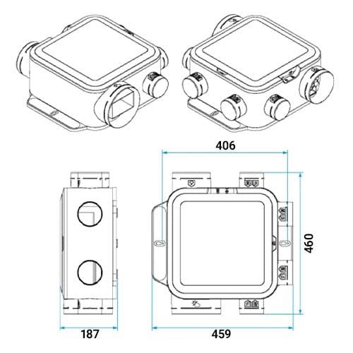 Dimensions de la VMC simple flux EasyHome compact Micro Watt de la marque Aldes