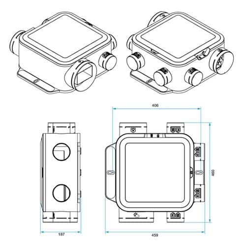 ALDES Kit VMC simple flux EasyHOME PureAIR COMPACT Classic - schéma avec dimensions