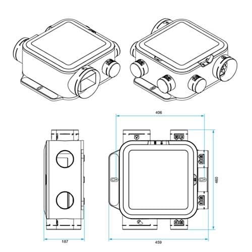 ALDES Kit VMC simple flux EasyHOME PureAIR COMPACT Premium - schéma avec dimensions