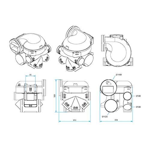 ALDES Kit VMC simple flux hygroréglable EasyHOME Premium Micro Watt + gaines alu isolées - schéma