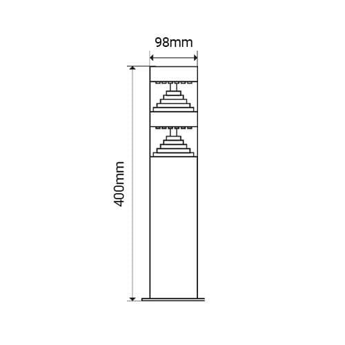 borne d'éclairage Arlux Castellane finition inox 230V 9W 1000lm 3000K - dimensions