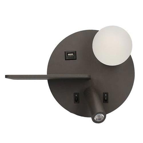 Arlux Dita lampe intérieur droite 5W 350lm 2700K USB anthracite + liseuse 3W - 114171