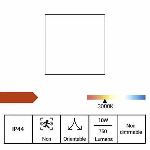 ARLUX Applique extérieure LED orientable bidirectionnelle Spézia carré 230V 10W 750lm 3000K anthracite - fiche technique