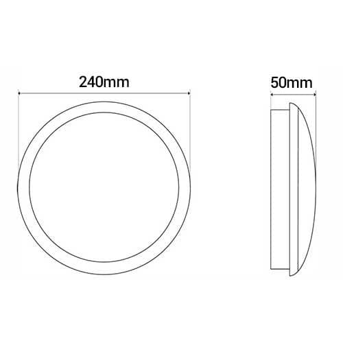 ARLUX Applique extérieure ronde LED Luna 230V 18W 1220lm 3000K gris - schéma avec dimensions