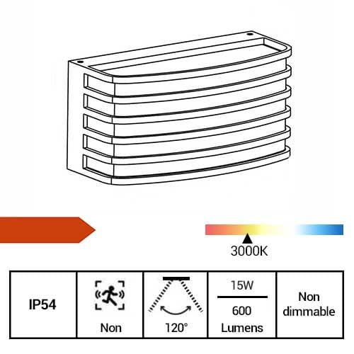 ARLUX Applique extérieure LED Verone 230V 15W 600lm 3000K anthracite - fiche technique