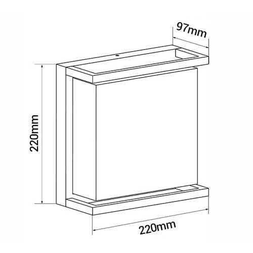 ARLUX Applique extérieure LED Flores 230V 17W 1000lm 3000K anthracite - schéma avec dimensions