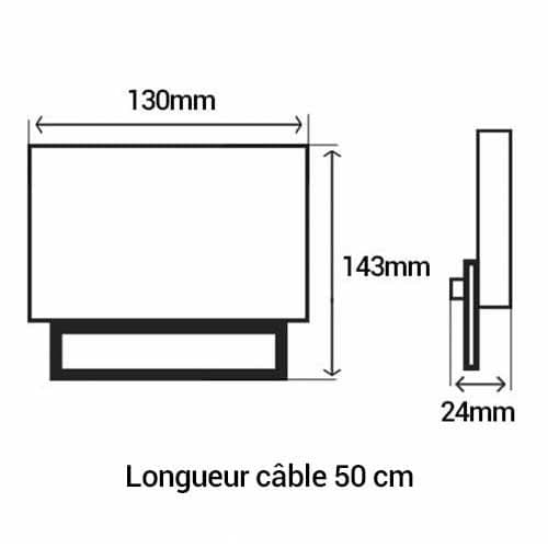 Projecteur LED extra plat pré câblé Arlux Kali - schéma avec dimensions