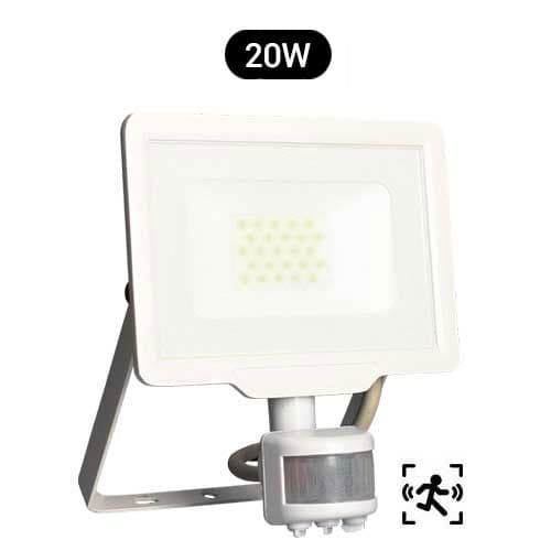 Projecteur extérieur LED Arlux Kali extra plat précâblé à détection 20W coloris blanc