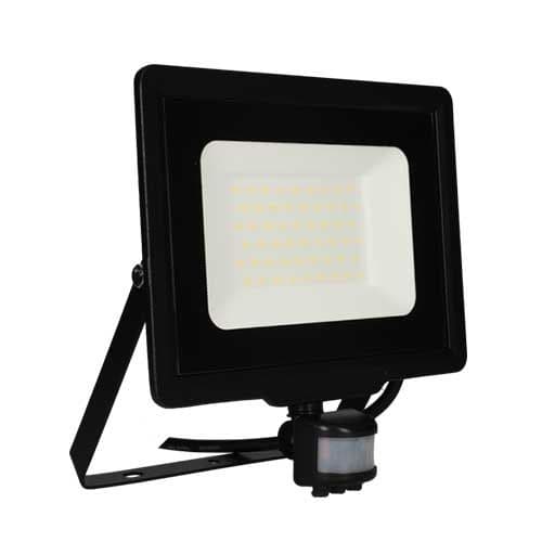 Projecteur extérieur LED Arlux Kali extra plat précâblé à détection 50W coloris noir - vue de profil