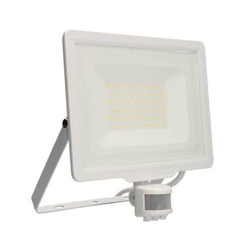 Projecteur extérieur LED Arlux Kali extra plat précâblé à détection 50W coloris blanc - vue de profil