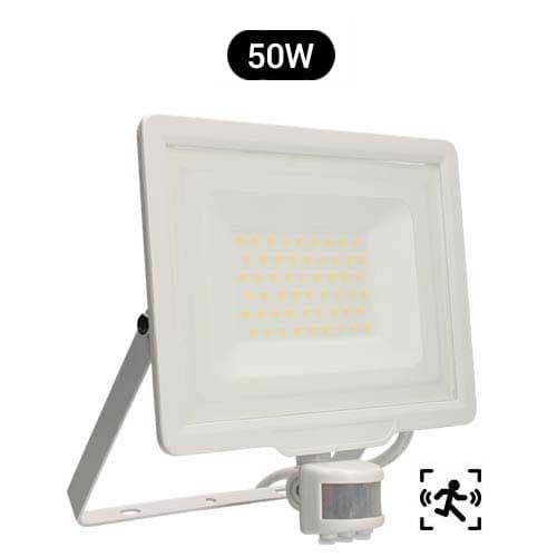 Projecteur extérieur LED Arlux Kali extra plat précâblé à détection 50W coloris blanc