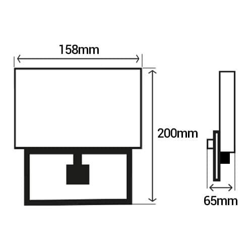 Projecteur blanc extra plat Arlux Kreon 2 à détecteur infrarouge - schéma avec dimensions