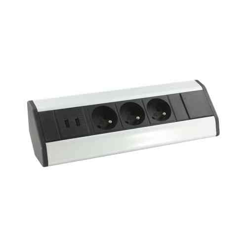 Bloc multiprise d'angle Arlux 3 prises 2P+T avec 2 ports USB type A