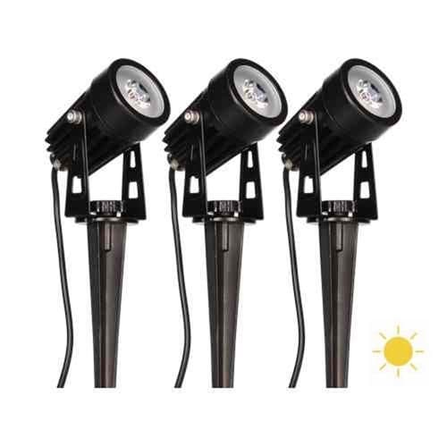 Lot de 3 spots LED solaires sur piquet Arlux Eklips 4W 280lm 3000K noir