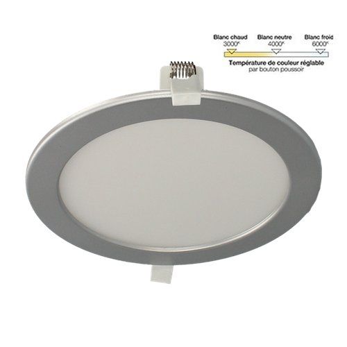 Downlight LED extra plat à encastrer Arlux Saturn 230V 18W 1550lm 3CCT 220mm gris