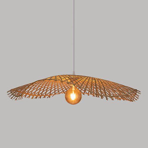 Suspension Tess Atmosphera Ø75 cm en bambou naturel - produit éclairé