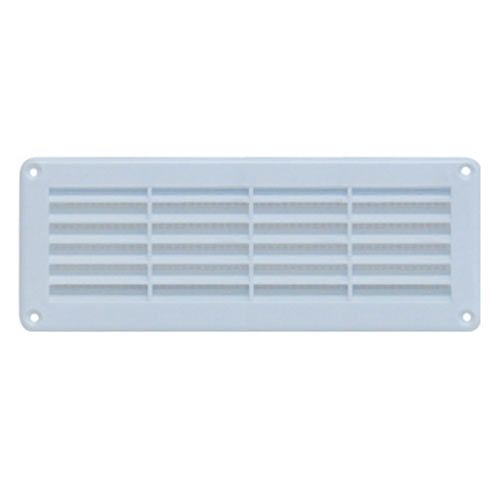 Grille d'aération blanche PVC Autogyre de 205x121mm avec moustiquaire intégrée