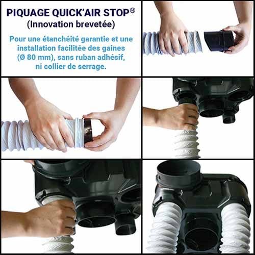 Cette VMC simple flux dispose de la technologie de piquage Quick'Air Stop brevetée par AUtogyre.