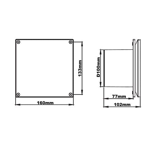 Dimensions de l'extracteur d'air Autogyre SOLO D100