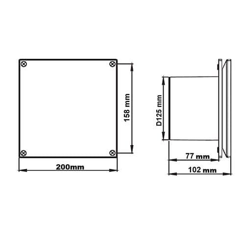 Dimensions de l'extracteur d'air Autogyre SOLO D125