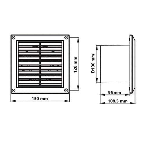 Dimensions de l'extracteur d'air Autogyre EMEP D100