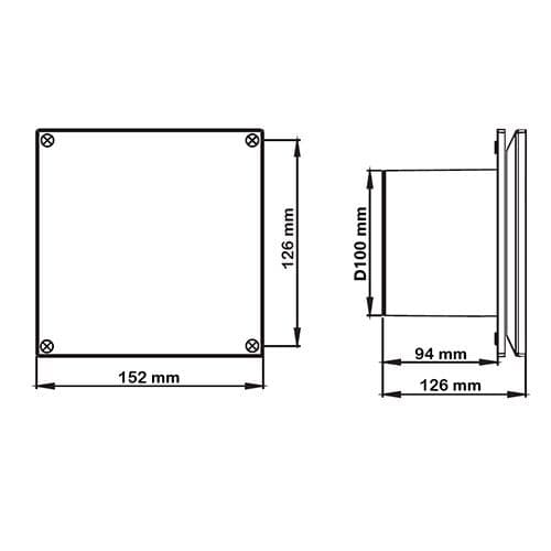 Dimensions de l'extracteur d'air AUTOGYRE DISCRESSIO D100