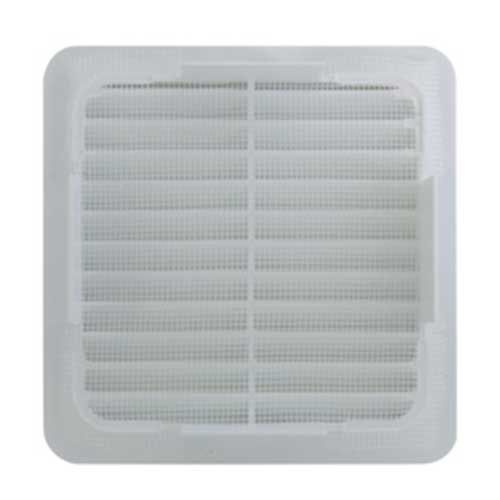 Grille d'aération AUTOGYRE PVC à emboiter 120x120mm avec moustiquaire blanc - vue de face