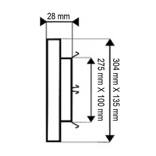 AUTOGYRE Grille d'aération PVC à clipser 304x135mm avec moustiquaire blanc - schéma avec dimensions