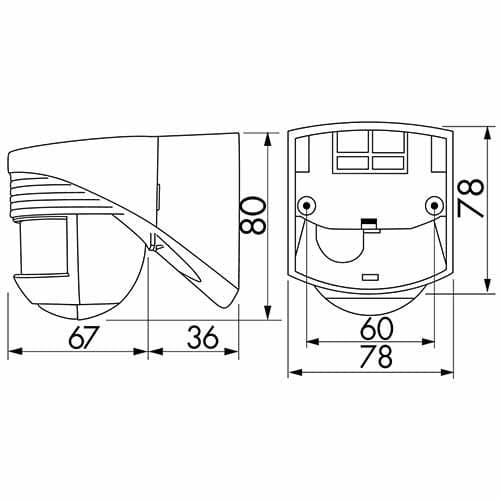 Les dimensions du détecteur de mouvement infrarouge BEG LUXOMAT  LC-Click-N 200°.