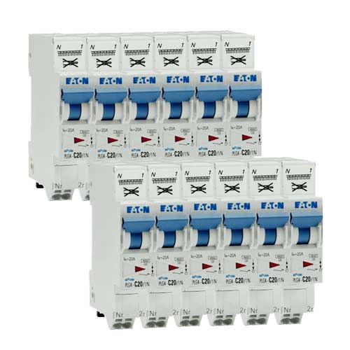 EATON Lot de 12 disjoncteurs 20A auto Ph+N courbe C 4.5kA 230V - EAT109131-L12