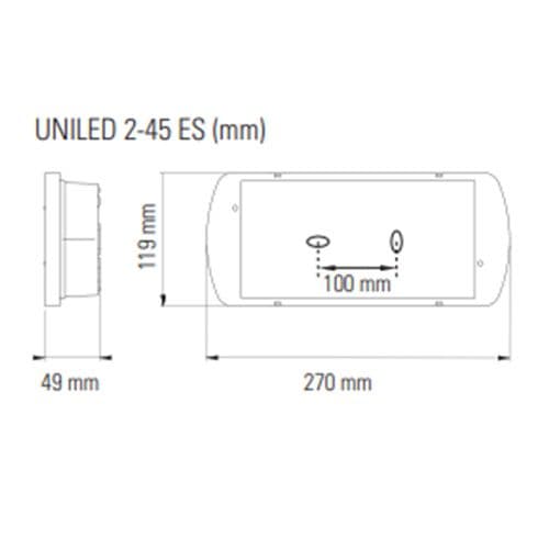 Dimensions du bloc de secours LED Eaton