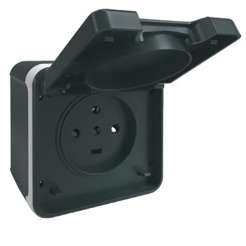 EUROHM Oxxo Prise tétrapolaire 3P+N+T 20A étanche complet anthracite IP55 - 60844