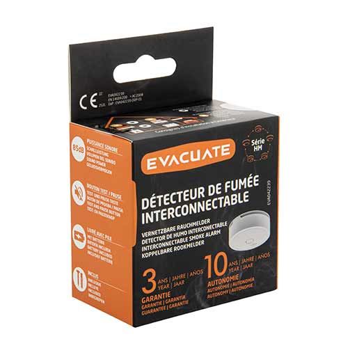 Détecteur avertisseur autonome de fumée interconnectable Evacuate - photo packaging