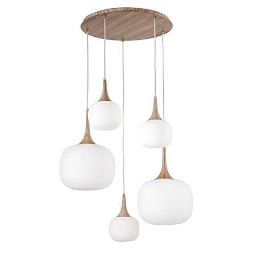 Suspension 2xE27+3xE14 LUCE DESIGN Bois blanc JAIPUR - I-JAIPUR-S5-BCO