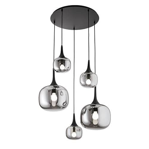 Suspension 2xE27+3xE14 LUCE DESIGN Gris noir JAIPUR - I-JAIPUR-S5-GR