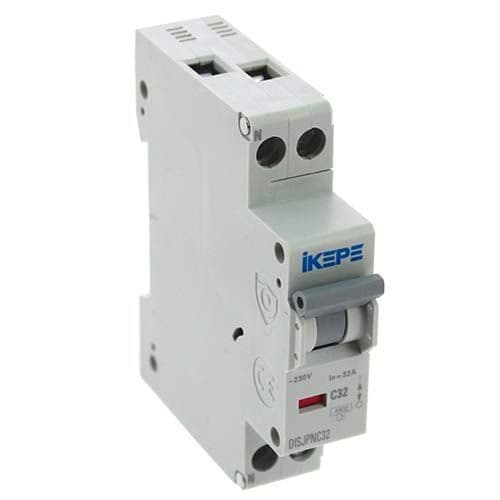 IKEPE Disjoncteur 32A Ph+N courbe C 4.5kA 230V - vue de dessus orienté à droite