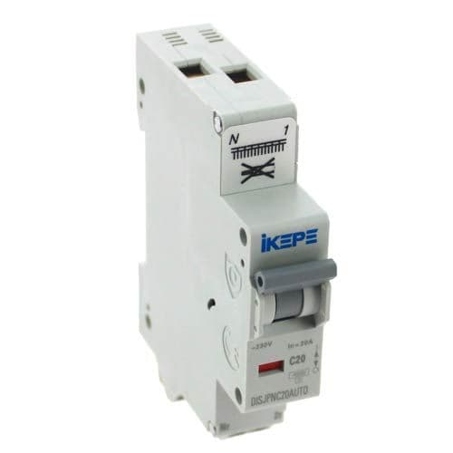 Disjoncteur IKEPE 20A auto Ph+N courbe C 4.5kA 230V - vue de dessus