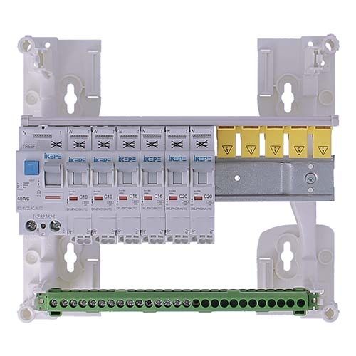 Tableau électrique pré équipé auto 1 rangée 1ID 40A 6 disjoncteurs IKEPE