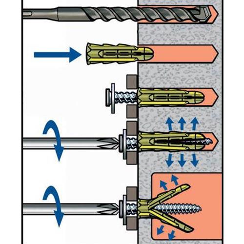 Adaptées à tous types de supports, ces chevilles tampon ont une forte capacité d'expansion pour se fixer durablement dans vos parois murales.